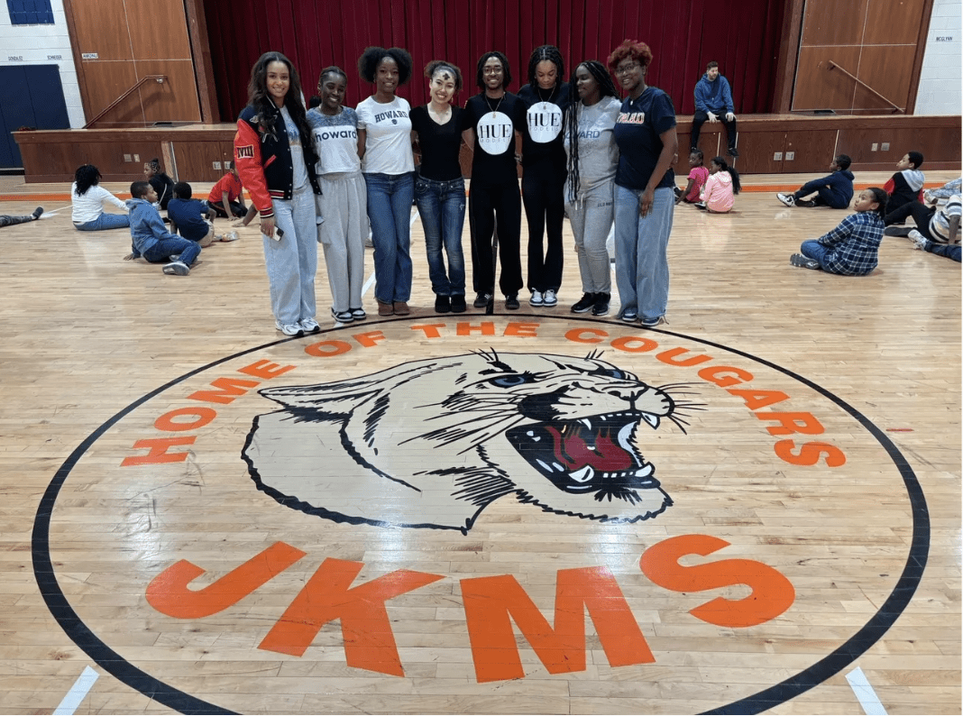 Howard University students at Joyce Kilmer Middle School. 