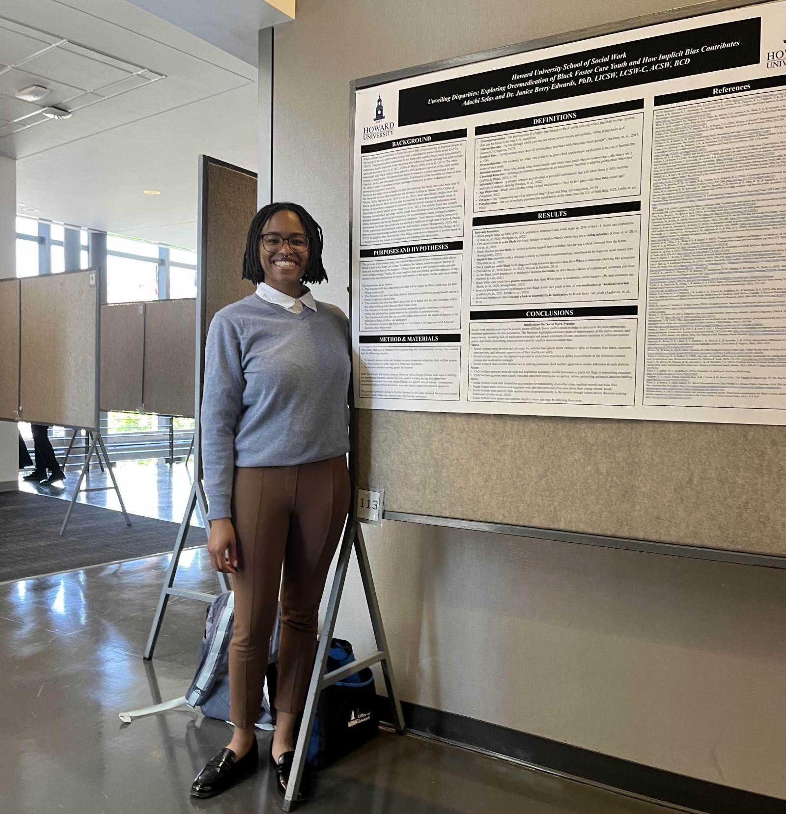 School of Social Work Graduate Adachi Selas presenting her research