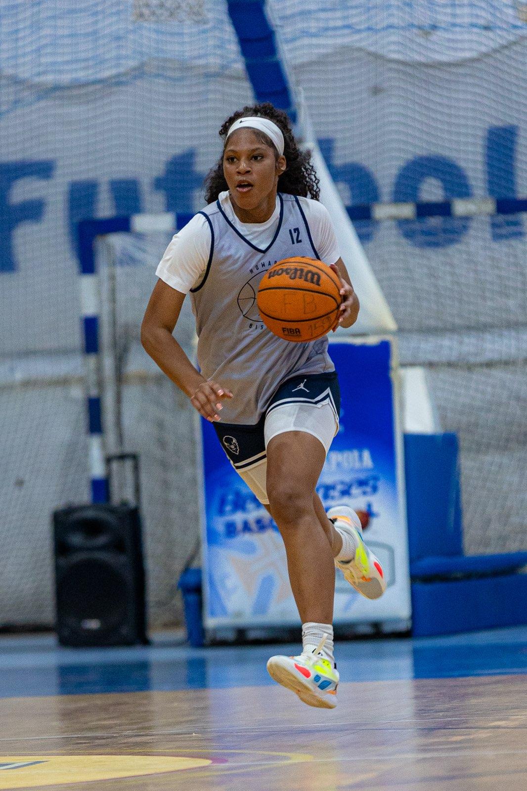 HU Women's Basketball Player Moreno on the court 