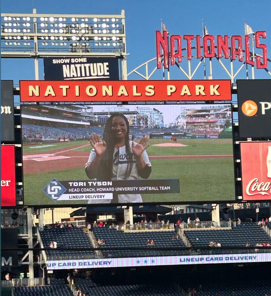 Coach Tori Tyson on Nationals Park screen
