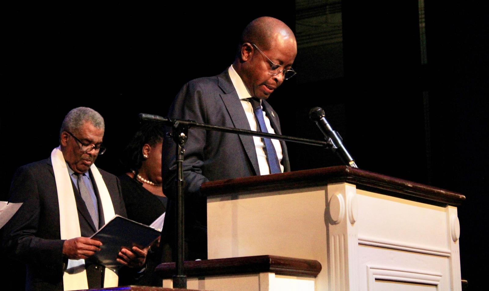 President Frederick at Student Commissioning 