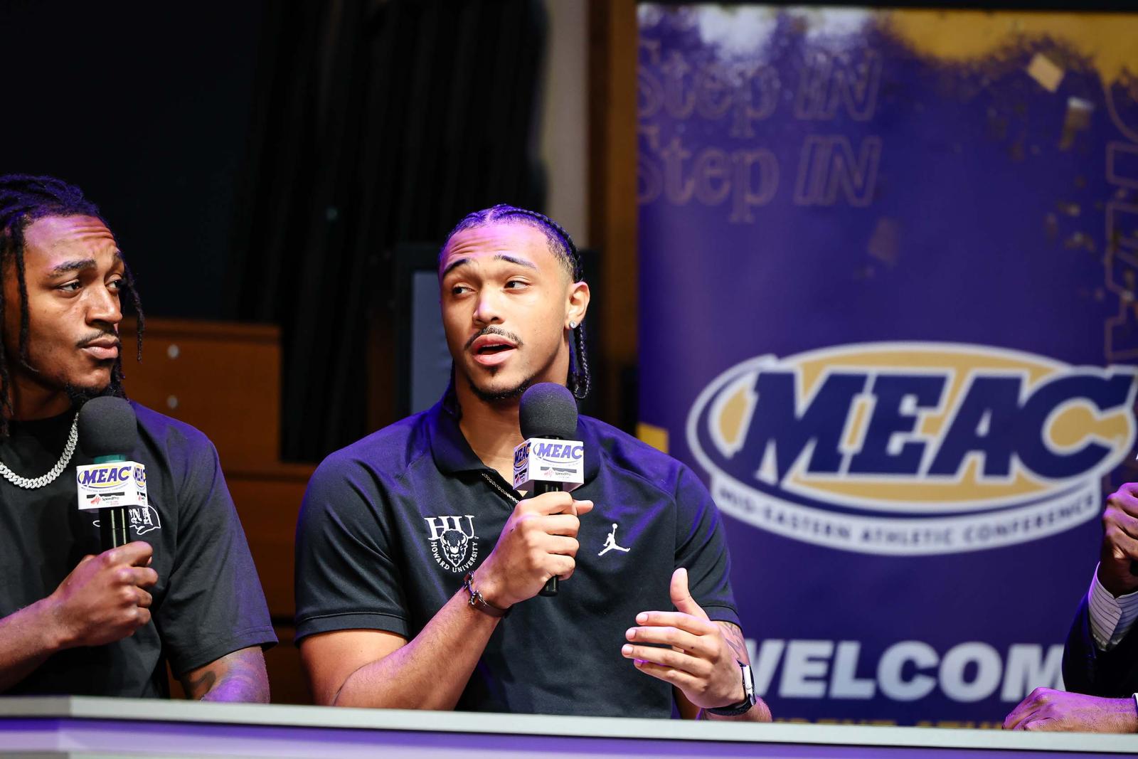 Men's Basketball team members at MEAC Media Day
