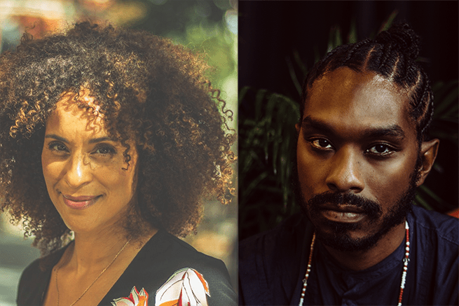 Actress Karyn Parsons left and filmmaker Terence Nance right