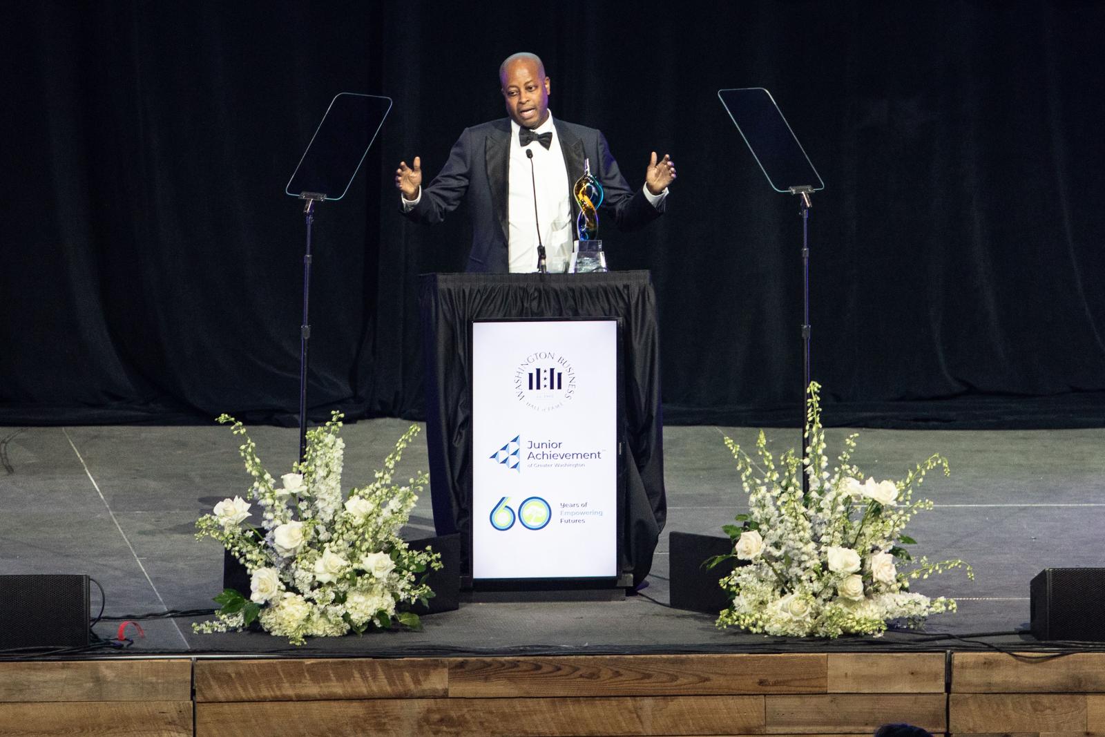Photo of President Frederick's induction into Washington Business Hall of Fame.