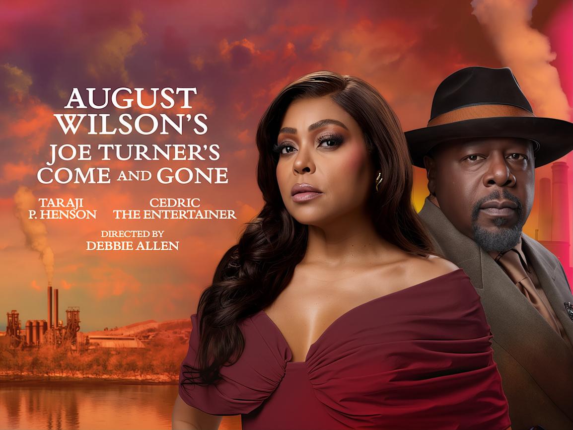 A promotional picture for the Come and Gone Play. Two people are in the photo on the right hand side, there is text on the left