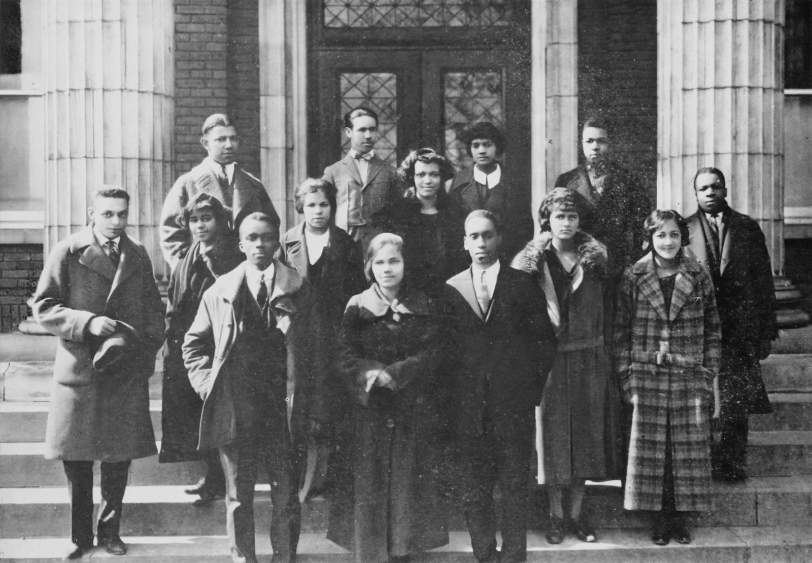A black and white photo of Howard University's The Hilltop staff in 1924.