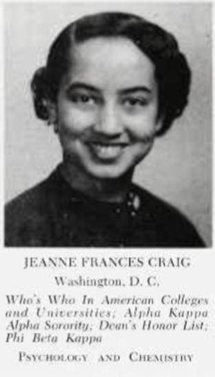 jeanne sinkford 1953 yearbook entry