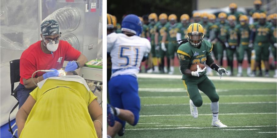 Dental graduate working as a surgeon and playing football