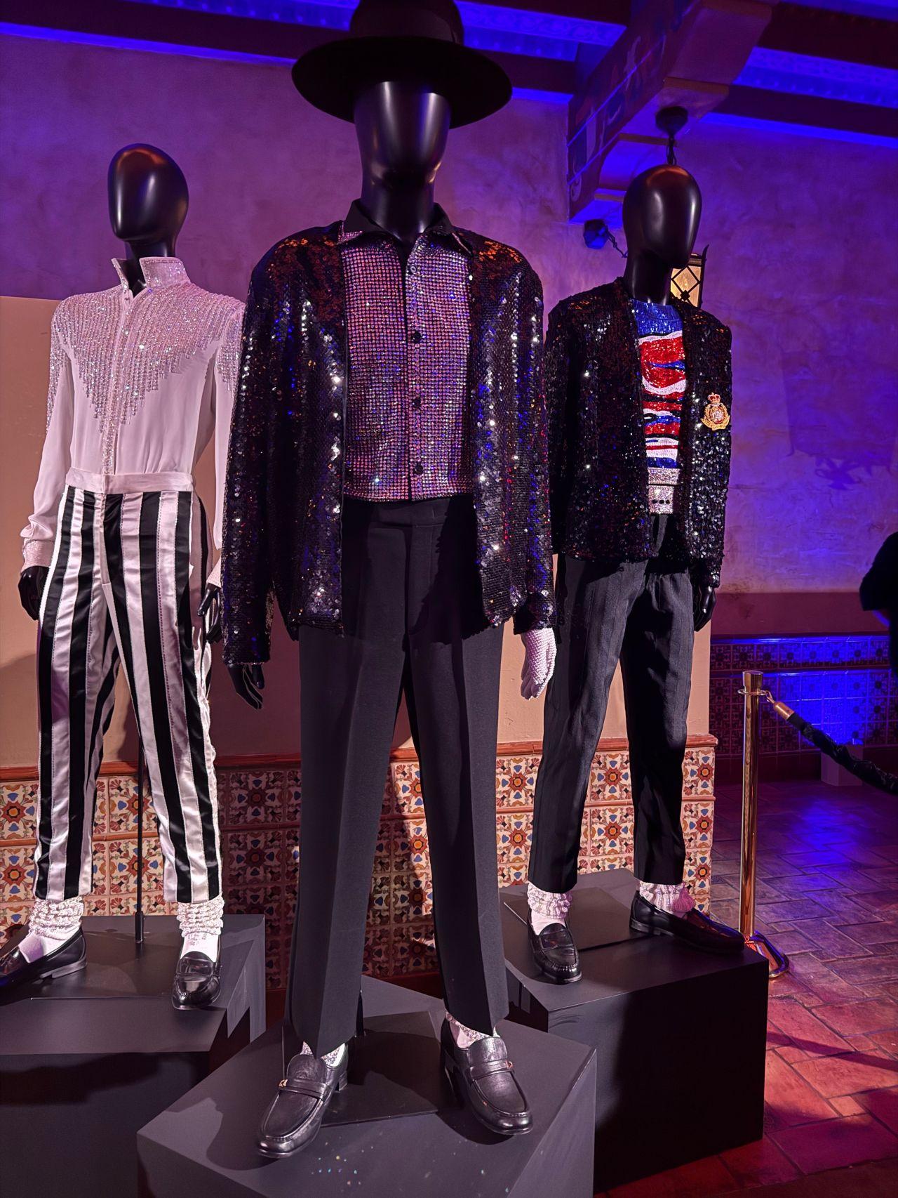 Costumes of Michael Jackson's infamous outfits from the Michael movie