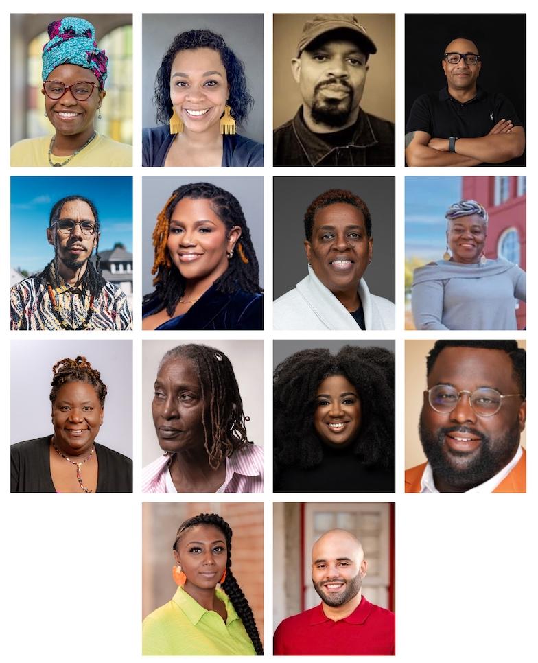 A collage of 14 headshots of participants a part of the Global Futures Collaborative Community Network