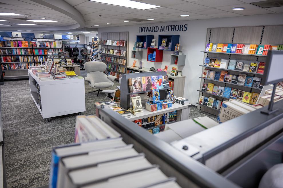 Bison Exchange Campus Store section for Howard authors with seating